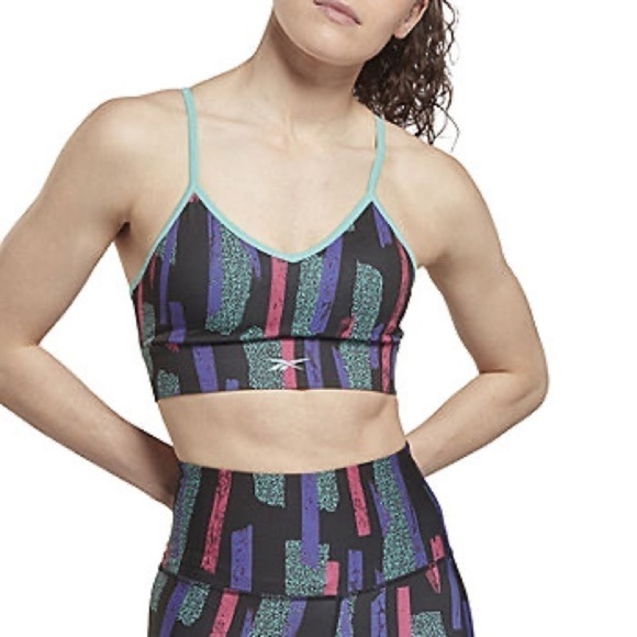 REEBOK Women's multi color Tri-Back Sports Bra, Light Support size L - Picture 1 of 7